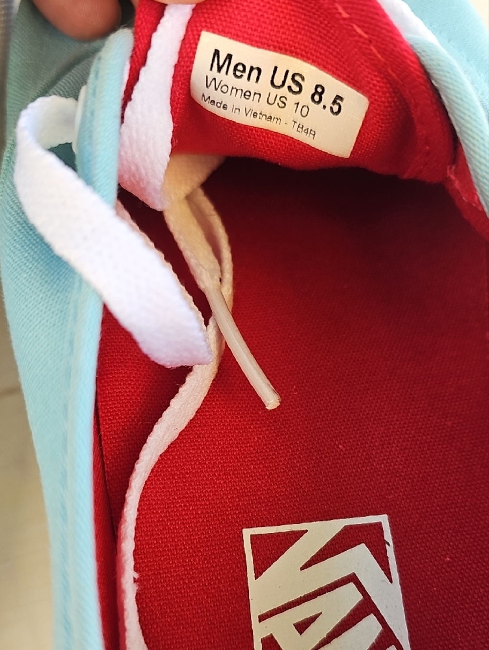 Vans Aqua Canvas Low-Top Sneakers with Red Lining - Picture 11 of 12